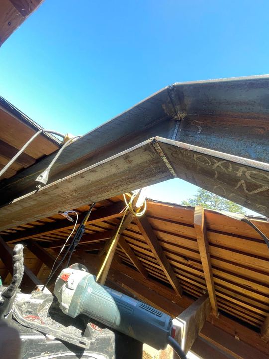 Welded reinforcement for roof beams, brackets, and support members.