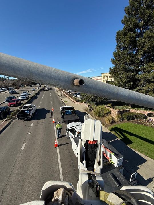 Pipe welding and support work for elevated or hard-to-access locations.